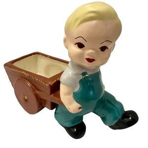 Little Boy Wheelbarrow Planter